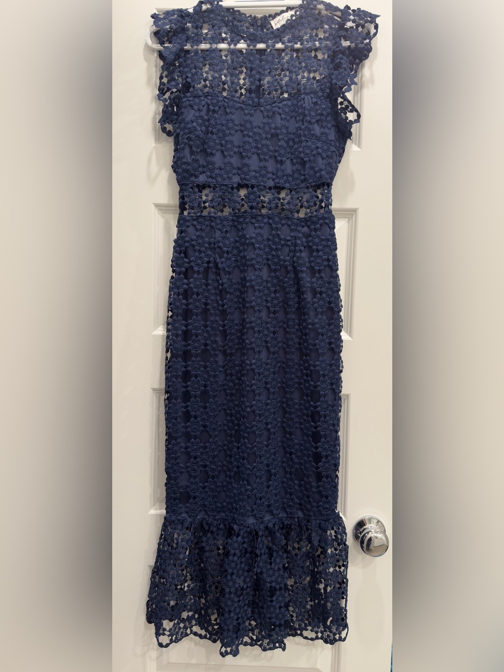 Petal & Pup Navy Crochet Midi Dress